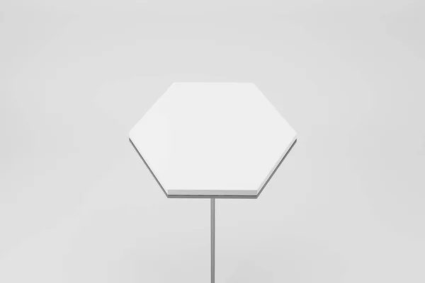 Soporte Hexagonal Blanco Sobre Fondo Gris Concepto Rendimiento Presentación Renderizado — Foto de Stock