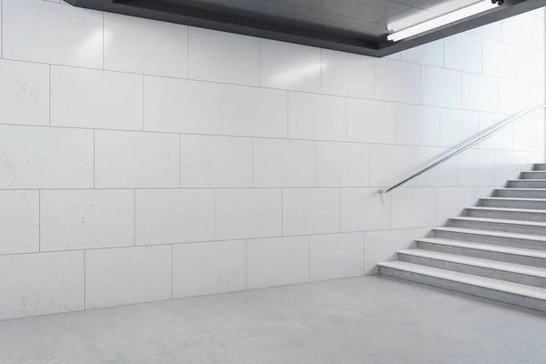 Minimalistická Stanice Metra Prázdnými Šedými Zdmi Schodištěm Podzemní Městský Koncept — Stock fotografie