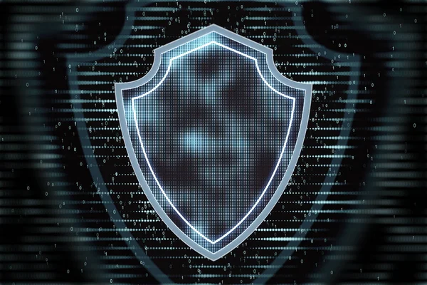 Сяючий Цифровий Антивірусний Щитовий Голограма Віртуальному Екрані Концепція Безпеки Захисту — стокове фото