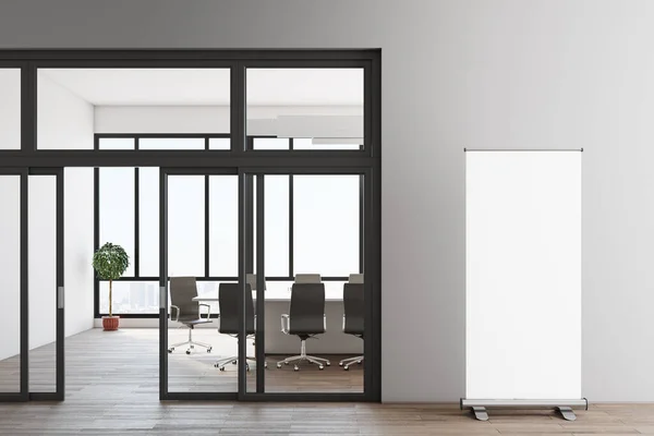 Modernes Konferenzinterieur Mit Blick Auf Die Stadt Und Leerem Vertikalen — Stockfoto