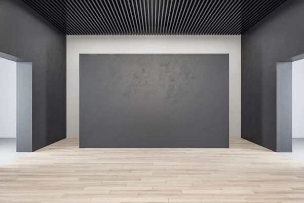 Moderno Interior Galería Con Stand Exposición Gris Blanco Museo Concepto — Foto de Stock