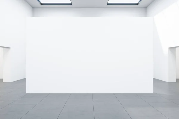 Komfortowa Sala Wystawowa Białą Ścianą Muzeum Koncepcja Sztuki Makieta Renderowanie — Zdjęcie stockowe