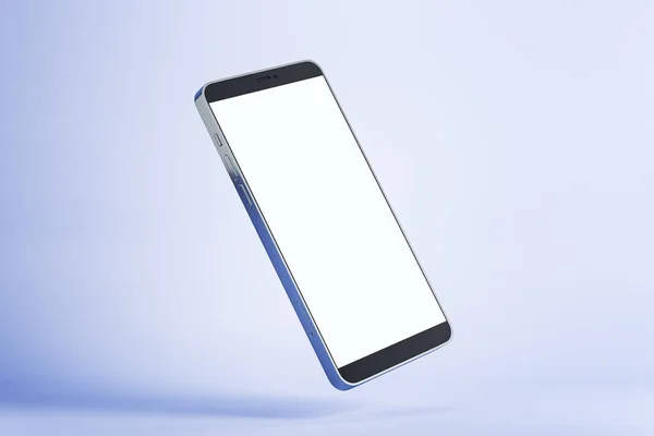 带有蓝色背景空白屏幕的手机 技术和通信概念 把它弄坏了3D渲染 — 图库照片