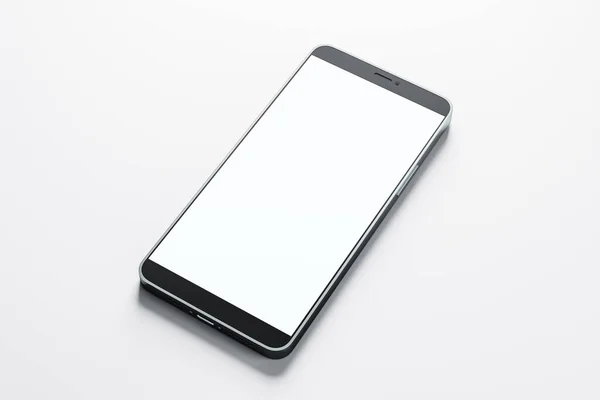 现代手机 白色背景上有空白白屏 技术和通信概念 把它弄坏了3D渲染 — 图库照片