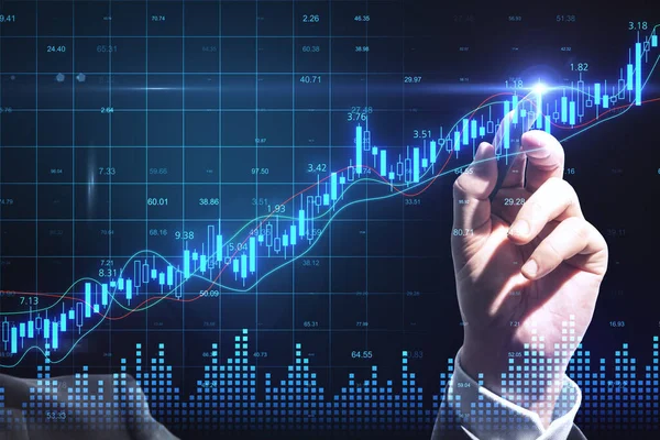 Kézrajz Izzó Állomány Diagramok Nagy Adat Interfész Virtuális Képernyőn Kereskedelmi — Stock Fotó