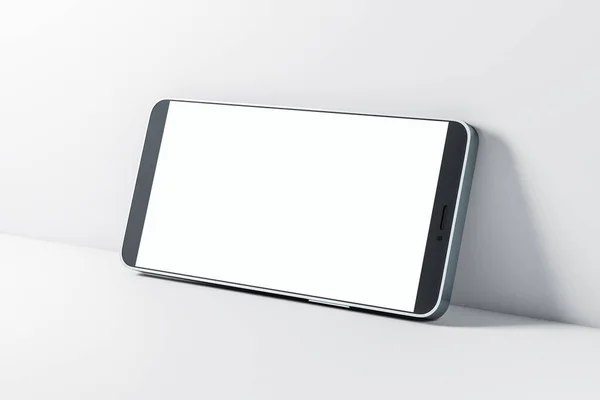 Okos Telefon Üres Érintőképernyővel Szöveges Szöveggel Modern Minimalista Belső Digitális — Stock Fotó