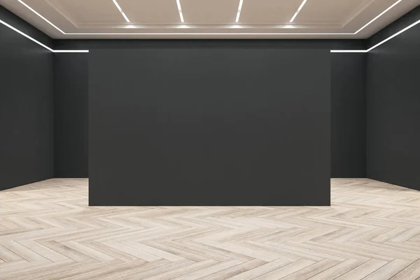 Modernes Galerieinterieur Mit Leeren Schwarzen Präsentationswänden Kunst Und Design Konzept — Stockfoto