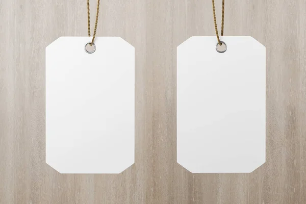 Twee Blanco Eco Witte Mat Etiketten Gemaakt Van Gerecycled Papier — Stockfoto