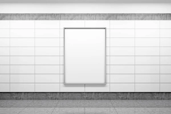 Vista Frontal Del Cartel Del Metro Vacío Pared Blanca Publicidad —  Fotos de Stock