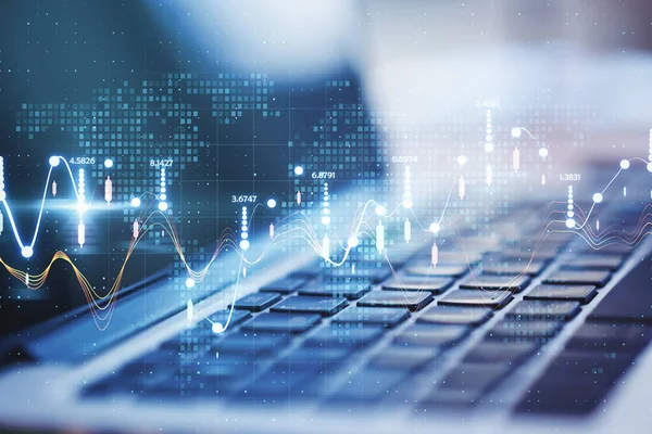 Proceso Análisis Macrodatos Con Números Estadísticos Digitales Gráficos Fondo Del — Foto de Stock