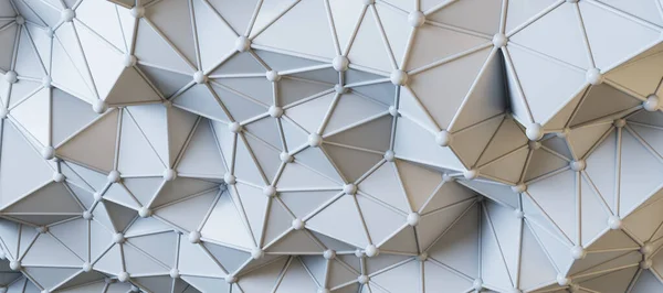 Stílusos Futurisztikus Tervezési Háttér Fehér Fényes Volumetrikus Háromszögek Osztva Vonalak — Stock Fotó