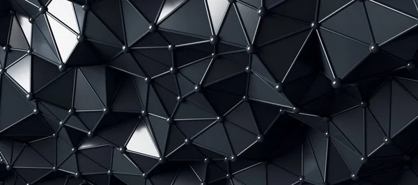 Absztrakt Divat Tapéta Fekete Fényes Geometriai Háromszögek Összekötött Vonalak Pontok — Stock Fotó