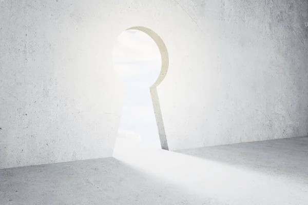 Light Ray Coming Keyhole Wall Sketch Answers Solution Concept Rendering — 스톡 사진