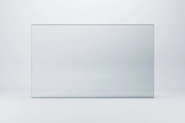 Skleněný Horizontální Obdélník Bílém Pozadí Reklamní Propagační Koncept Vykreslování Mockup — Stock fotografie