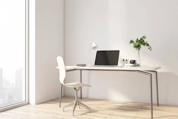 Sunny Elegante Posto Lavoro Nella Zona Home Office Con Sedia — Foto Stock