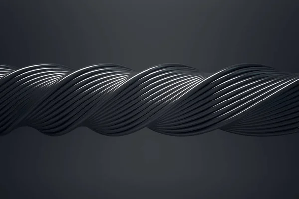 Black Spiral Pattern Made Multiple Wires Black Background Wallpaper Background — Stock Photo, Image