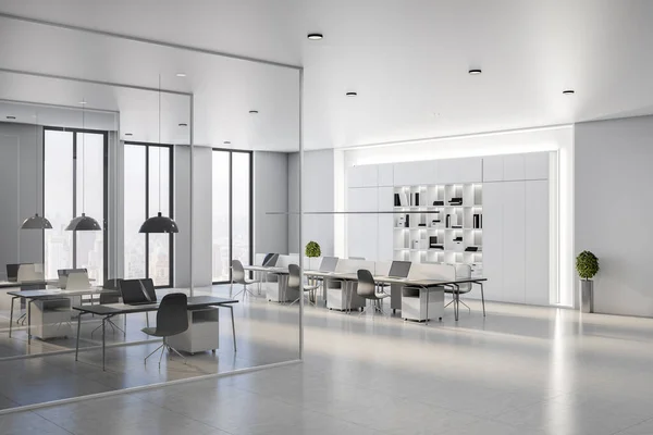 Moderno Espacioso Salón Coworking Con Elegante Diseño Interior Paredes Luminosas — Foto de Stock