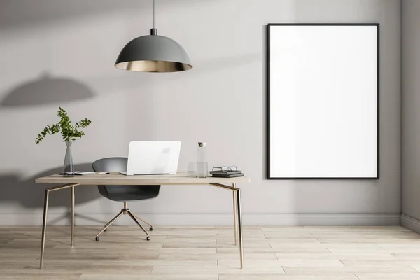 Cartel Blanco Blanco Marco Negro Sobre Pared Luz Casa Soleada — Foto de Stock