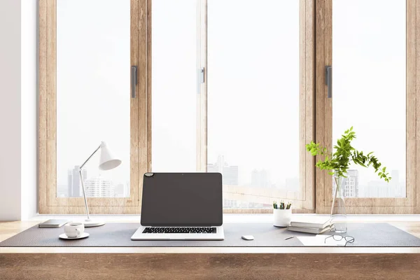 Posto Lavoro Sunny Eco Style Home Office Con Dettagli Legno — Foto Stock