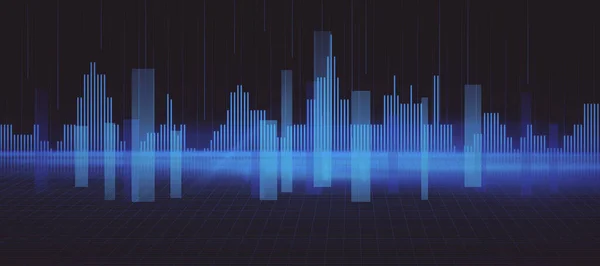 Αφηρημένη Τεχνολογική Ταπετσαρία Μπλε Διάγραμμα Κάθετες Γραμμές Σκούρο Φόντο Απόδοση — Φωτογραφία Αρχείου