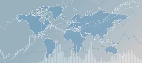 Internationaal Investeringsconcept Met Groeiende Financiële Grafieken Diagram Blauwe Wereld Schema — Stockfoto