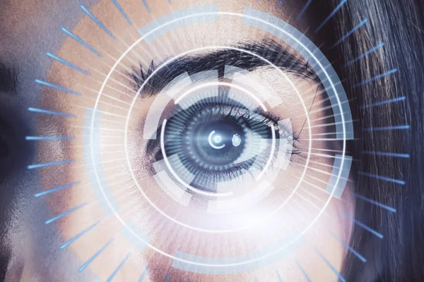 Eye Closeup Hologram Circles Security Technology Authentication Concept — Stock Photo, Image