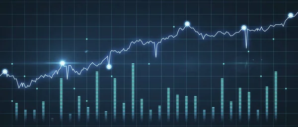 貿易と金融の概念 暗い背景に抽象的な輝く外国為替チャート 3Dレンダリング — ストック写真