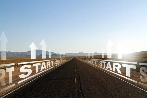 Tvůrčí Slunná Cesta Úspěchu Start Strategický Koncept Vyhonit Prostor Pozadí — Stock fotografie