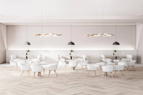 Moderne Betonnen Art Deco Cafe Interieur Met Meubilair Daglicht Houten — Stockfoto