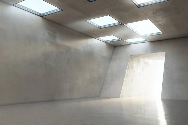 Amplio Hall Industrial Con Diseño Interior Hormigón Entrada Túnel Luces — Foto de Stock