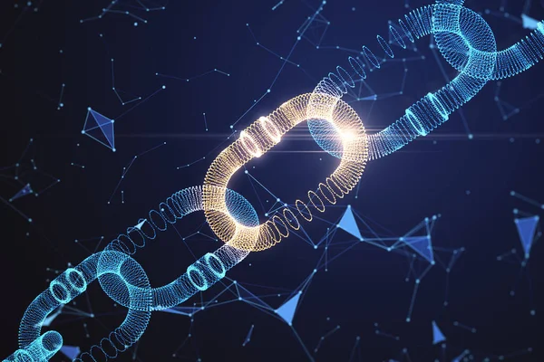 Blockchain Security Digitale Technologie Concept Met Gloeiende Blauwe Digitale Keten — Stockfoto