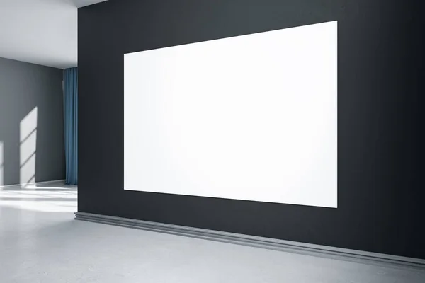 现代黑色混凝土内部与阳光和模拟的地方在空白的墙壁上 模特儿 3D渲染 — 图库照片