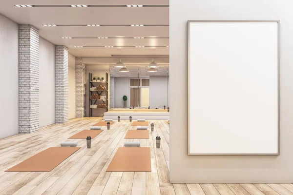 Modern Concrete Yoga Gym Interior Equipment Empty Billboard Wall Daylight  Stock Photo by ©peshkov 479677582