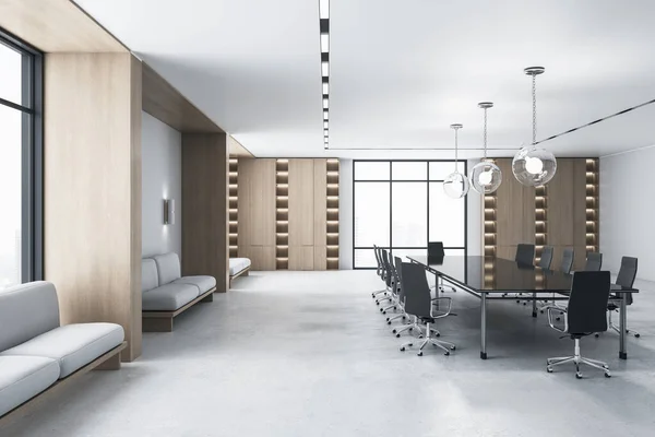 현대식넓은 회의실 파노라마 의시야 가구들이 렌더링 — 스톡 사진
