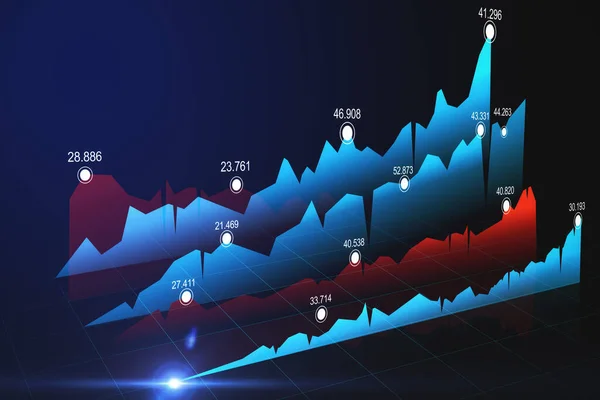 Financial Stock Market Concept Rows Blue Red Forex Market Charts — Stock Photo, Image