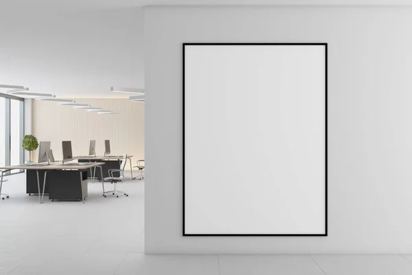 Modernes Coworking Bürointerieur Aus Beton Mit Tageslicht Leerem Rahmen Der — Stockfoto