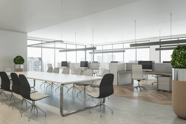 Coworking Meeting Room Interior Window City View Daylight Furniture Equipment — Stock Photo, Image