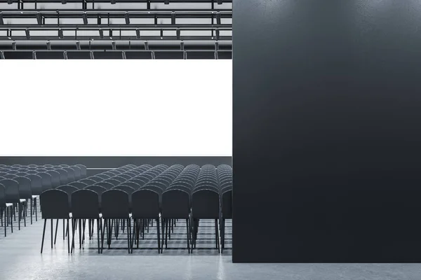Contemporary Grey Auditorium Seating Empty Screen Mock Place Your Advertisement — 스톡 사진