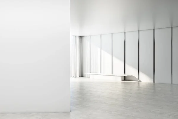 Moderno Interior Hormigón Brillante Con Lugar Maqueta Vacío Pared Banco —  Fotos de Stock