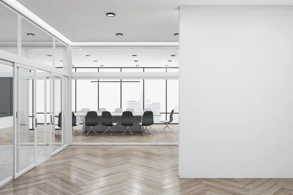 Modern Glass Meeting Room Office Interior Empty Mockup Place Window — 图库照片