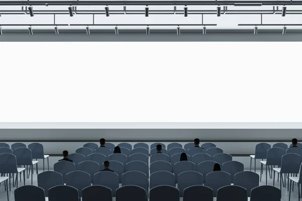 People Contemporary Grey Auditorium Seating Empty Screen Mock Place Your — Stock Photo, Image