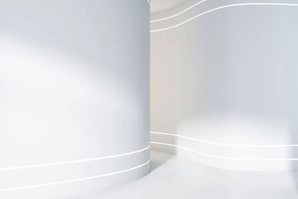 Pulito Interno Galleria Classica Cemento Bianco Con Pareti Vuote Luce — Foto Stock