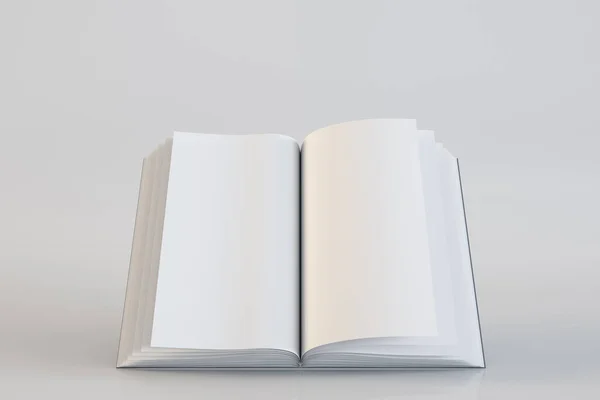 Blanco Open Boek Grijze Achtergrond Document Paginaconcept Mock Rendering — Stockfoto