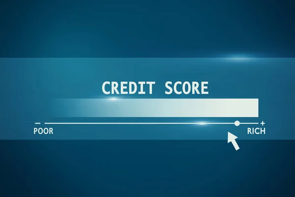 Creative Blue Background Credit Score Scale Poor Rich Finance Rating — Stock Photo, Image