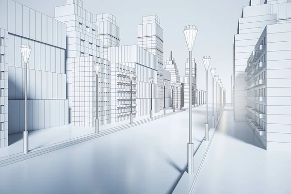 Творчі Графічні Білі Міські Шпалери Концепція Будівництва Центру Міста Рендерингу — стокове фото