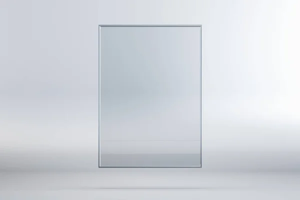 Blank Rectangular Glass Frame Banner White Background Mock Rendering — Stock Photo, Image