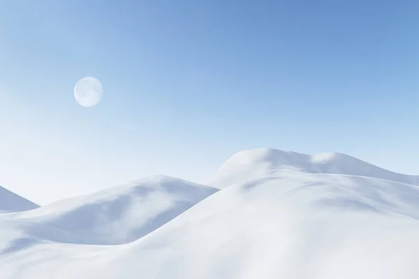 Fundo Claro Com Colinas Brancas Lua Céu Azul Contexto Conceito — Fotografia de Stock