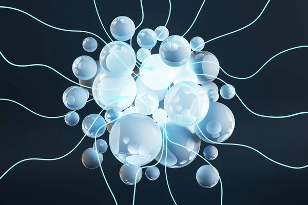 背景に青色の微生物や神経細胞が存在する 医学と生物学の概念 3Dレンダリング — ストック写真