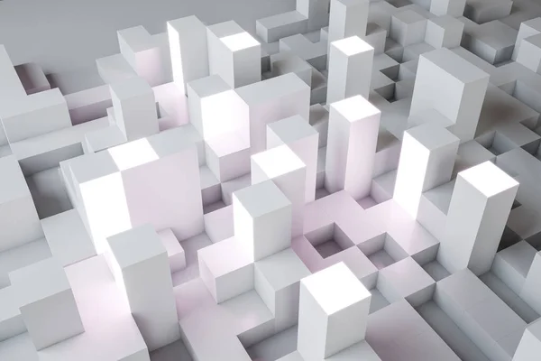 Abstrait Fond Géométrique Blanc Avec Des Cubes Conception Concept Page — Photo