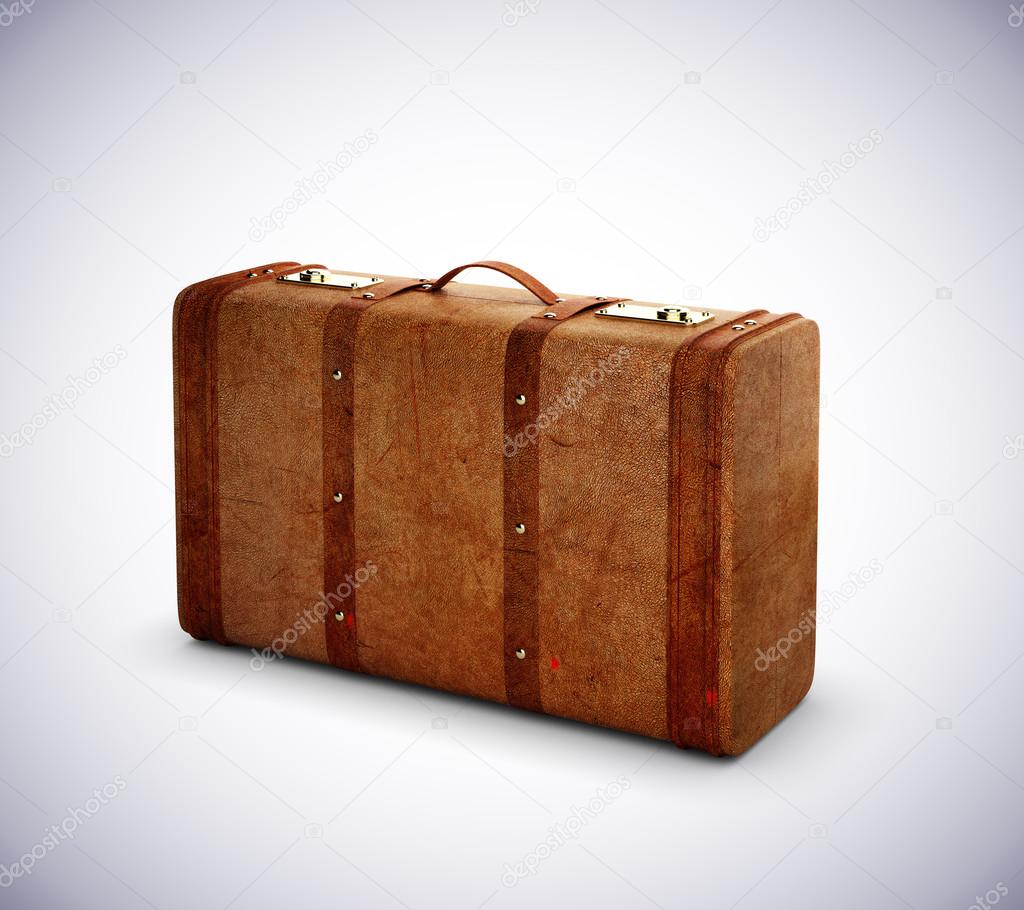 Leather brown suitcase
